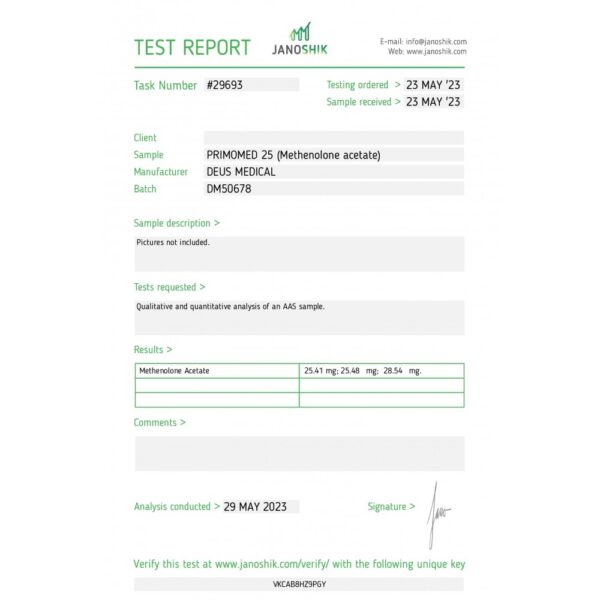 PRIMOMED 25 lab test