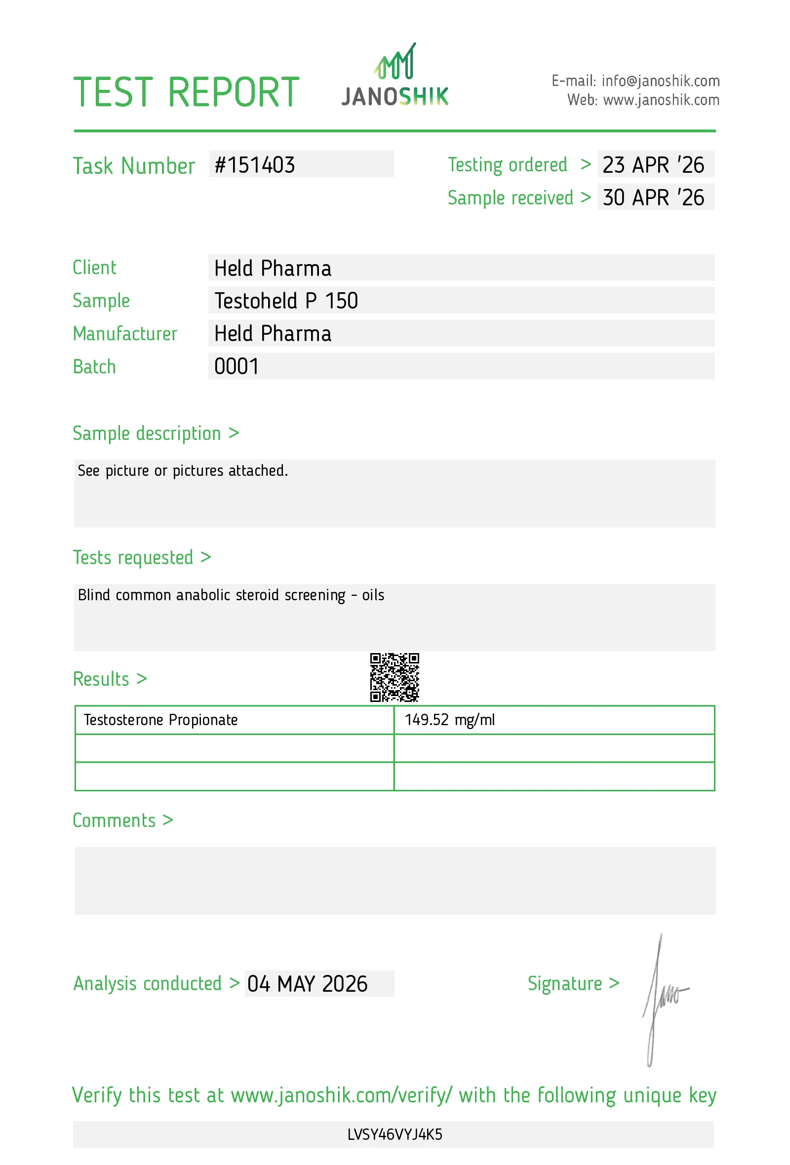 testoheld P 150 test