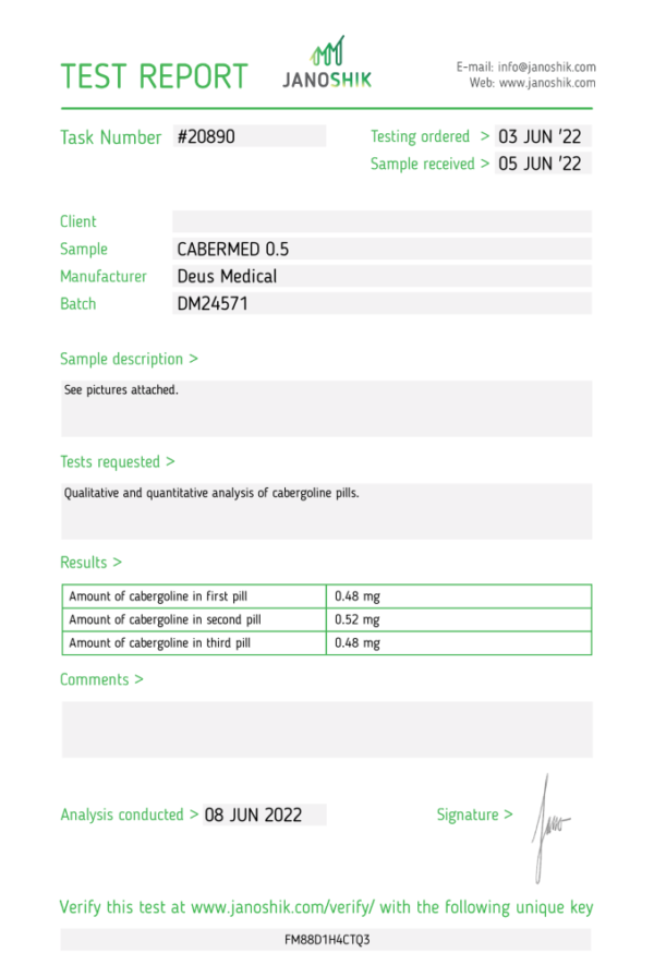 CABERMED 0.5_Test Report #20890