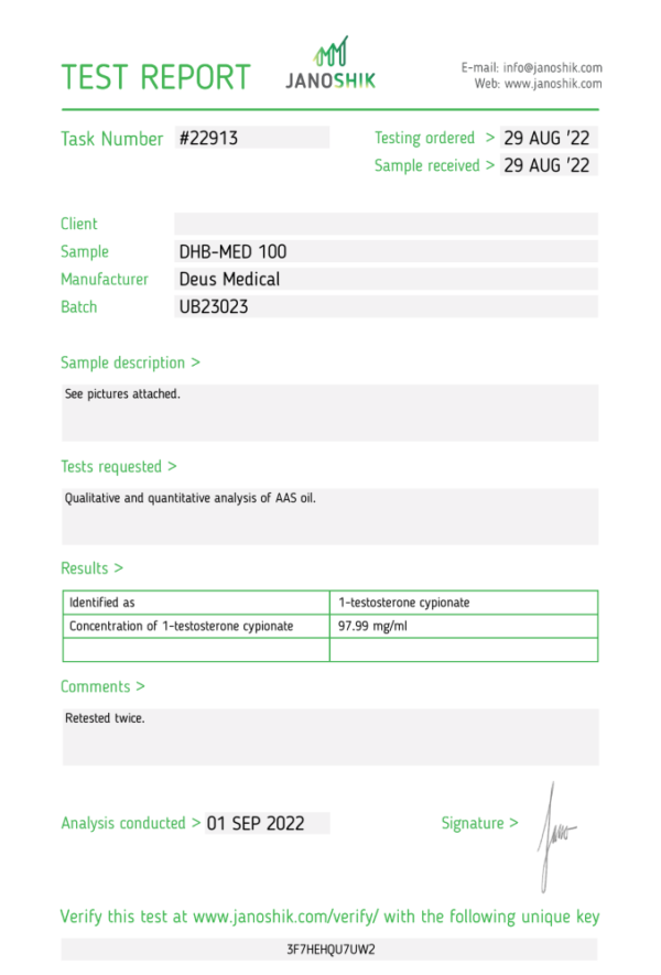 DHB-MED 100 test Report #22913
