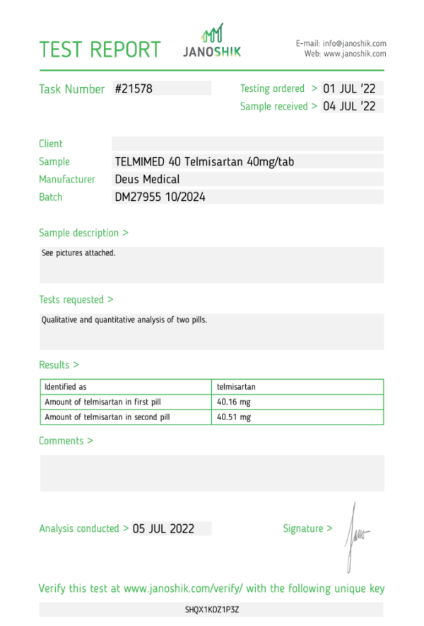 TELMIMED 40 Test
