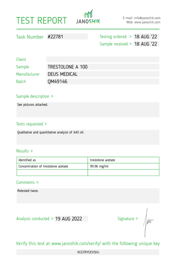 TRESTOLONE A 100 Test